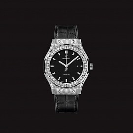 Hublot Classic Fusion Titanium Black Pave Diamonds 38mm