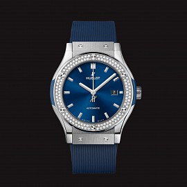 Hublot Classic Fusion Titanium Navy Benzel Diamonds 42mm ( 2 Hàng Kim Dây Cao Su )