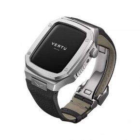 Vertu Watch White Stainless Steel Black Calf