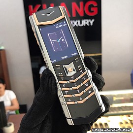 Vertu signature S thép bóng điểm vàng khối
