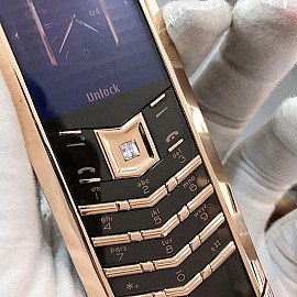 Vertu signature s black ceramic mix red gold custom diamond