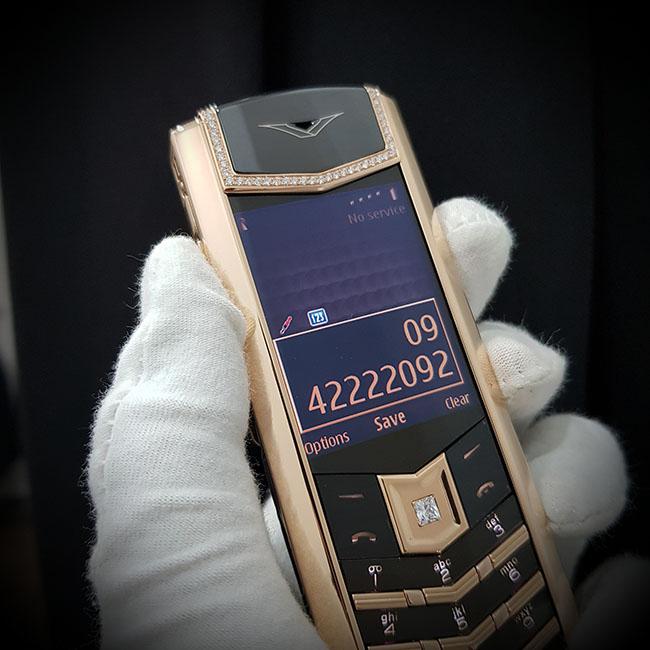 Vertu signature s rose gold black alligator diamonds