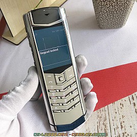 Vertu signature s silver navy calf vỏ new 2019