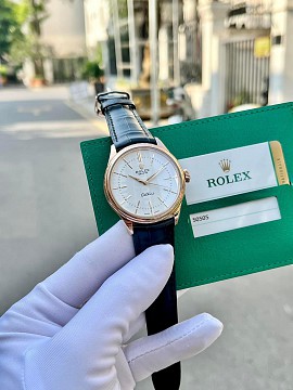 Rolex Cellini 50505 Vàng Khối Mặt Trắng Dây Da Cá Sấu 39mm - 2018