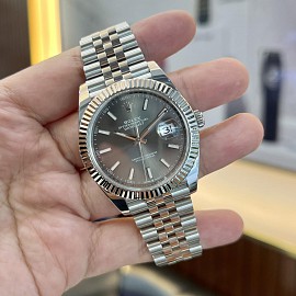 Rolex Datejust 126300 Thép Mặt Xám Niềng Khía 41mm