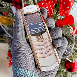 Vertu Signature S Rose Gold White Alligator Baguette