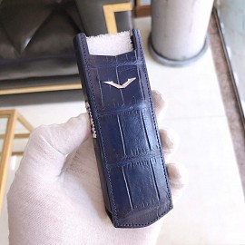 Bao Da Rút Cá Sấu Vertu Màu Xanh Navy Sang Trọng