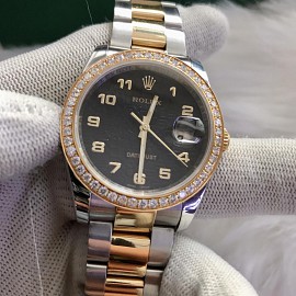 Rolex Datejust 36 116233 Demi Gold Mặt Vi Tính Đen Vành Kim