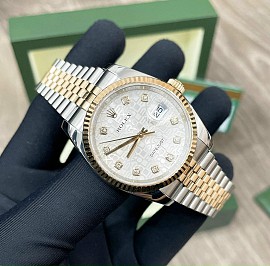 Rolex Datejust 36mm 116233 Demi Vàng Chanh Mặt Vi Tính Trắng Cọc Kim Cương
