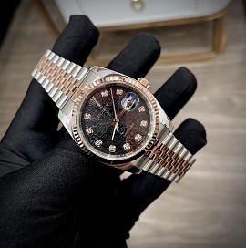 Rolex Datejust 36 116231 Demi Rose Gold Mặt Vi Tính Đen