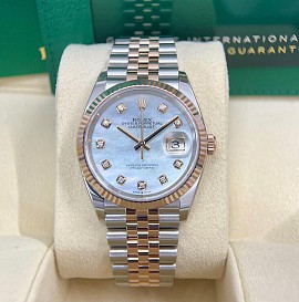 Rolex Datejust Mặt Mop Trắng Cọc Kim 36mm - New 2023