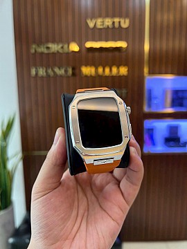 Vertu Watch White Stainless Steel Orange Calf