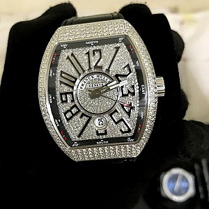 Video: Đồng hồ Franck Muller Vanguard V41 Steel Custom Full Diamond